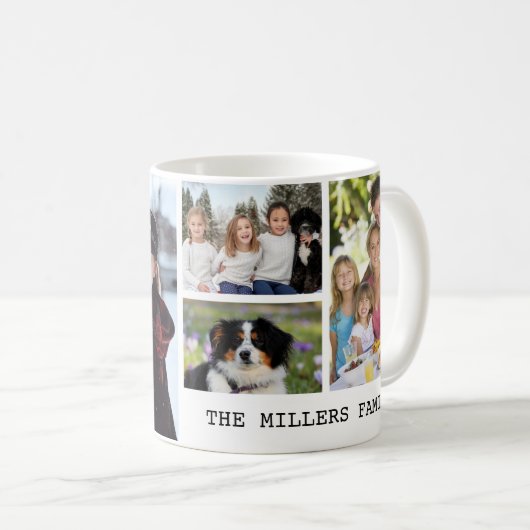 Mit Monogramm genannte Family Foto personalisiert Kaffeetasse (VorderseiteRechts)