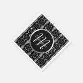 Mit Monogramm geometrische Dreiecke aus Schwarz un Serviette (Ecke)