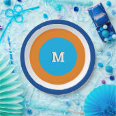 Mit Monogramm geometrische Lichtkreise Pappteller (Party)