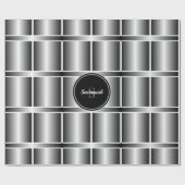 Mit Monogramm geometrische Quadrate Schwarz-weiß u Geschenkpapier (Flach)