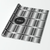 Mit Monogramm geometrische Quadrate Schwarz-weiß u Geschenkpapier (Ungerollt)