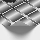 Mit Monogramm geometrische Quadrate Schwarz-weiß u Geschenkpapier (Ecke)