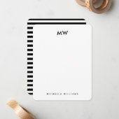 Mit Monogramm, geometrischer Streifen Mitteilungskarte (Vorderseite/Rückseite Beispiel)