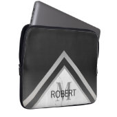 Mit Monogramm geometrischer Zickzack schwarzer Sil Laptopschutzhülle (Vorne Rechts)