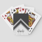 Mit Monogramm geometrischer Zickzack schwarzer Sil Spielkarten (Rückseite)