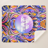 Mit Monogramm Geometrisches Artdeco Vivid Muster Sherpadecke (Vorderseite (Horizontal))