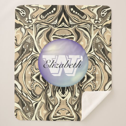 Mit Monogramm Geometrisches Artdeco Vivid Muster Sherpadecke (Vorderseite)