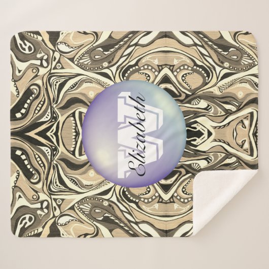 Mit Monogramm Geometrisches Artdeco Vivid Muster Sherpadecke (Vorderseite (Horizontal))