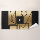 Mit Monogramm geometrisches Badetuch aus Gold und Badehandtuch (Badehandtuch)