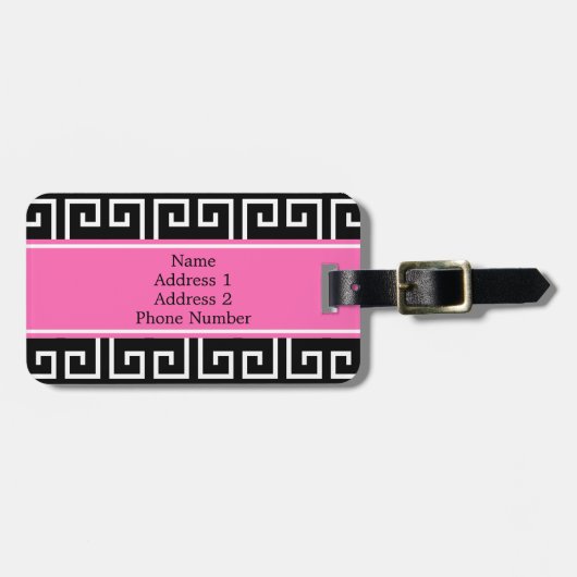 Mit Monogramm geometrisches Muster aus Schwarz, We Gepäckanhänger (Vorderseite horizontal)