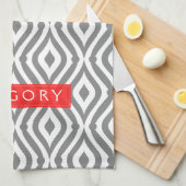 Mit Monogramm geometrisches Muster in Weiß und Gra Geschirrtuch (Viertel Falte)