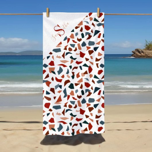 Mit Monogramm geometrisches Muster Strandtuch