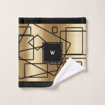 Mit Monogramm geometrisches Washtuch aus Gold und