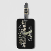 Mit Monogramm Gepäckanhänger für botanische Blätt (Vorderseite Vertikal)