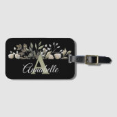 Mit Monogramm Gepäckanhänger für botanische Blätt (Vorderseite (Horizontal))
