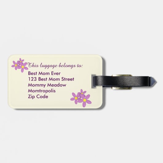 Mit Monogramm Gepäckanhänger mit rosa Blütenmuster (Rückseite horizontal)