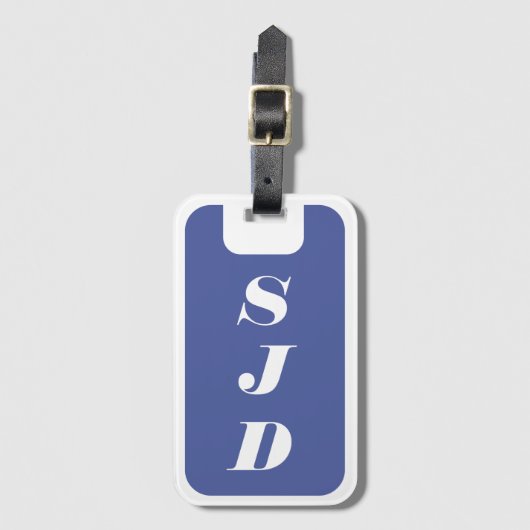 Mit Monogramm Gepäckmarke Blau Gepäckanhänger (Vorderseite Vertikal)