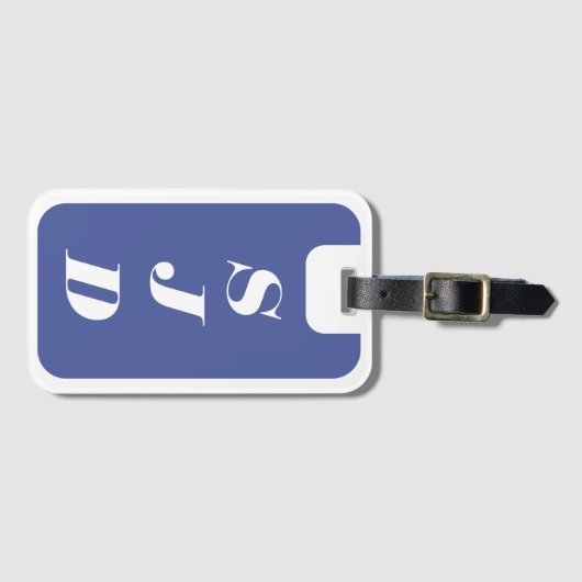 Mit Monogramm Gepäckmarke Blau Gepäckanhänger (Vorderseite (Horizontal))