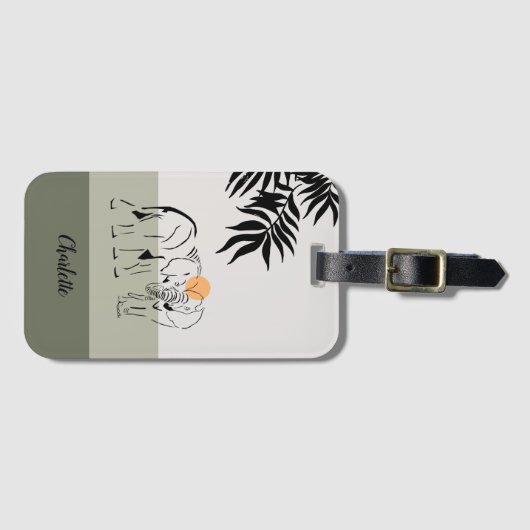 Mit Monogramm Gepäckmarke "Elephant Lover" Gepäckanhänger (Vorderseite (Horizontal))