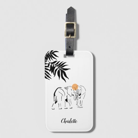 Mit Monogramm Gepäckmarke "Elephant Lover" Gepäckanhänger (Vorderseite Vertikal)