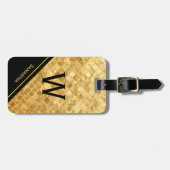 Mit Monogramm Gepäckmarke für Schwarz und Gold Gepäckanhänger (Vorderseite horizontal)