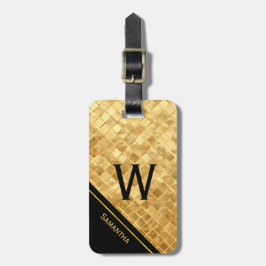 Mit Monogramm Gepäckmarke für Schwarz und Gold Gepäckanhänger
