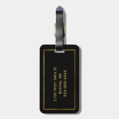 Mit Monogramm Gepäckmarke für Schwarz und Gold Gepäckanhänger (Rückseite vertikal)