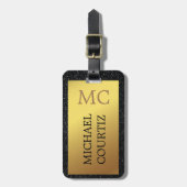 Mit Monogramm Gepäckmarke in Silber und Gold Gepäckanhänger (Vorderseite vertikal)