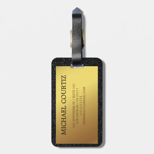 Mit Monogramm Gepäckmarke in Silber und Gold Gepäckanhänger (Rückseite vertikal)