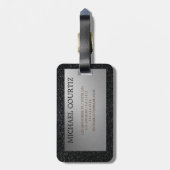 Mit Monogramm Gepäckmarke in Silber und Schwarz Gepäckanhänger (Rückseite vertikal)