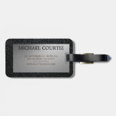 Mit Monogramm Gepäckmarke in Silber und Schwarz Gepäckanhänger (Rückseite horizontal)