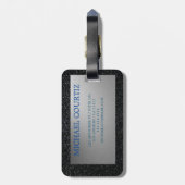 Mit Monogramm Gepäckmarke in Silber und Schwarz Gepäckanhänger (Rückseite vertikal)