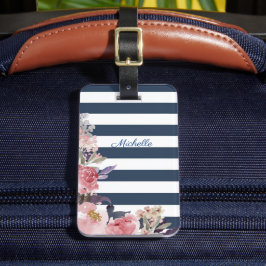 Mit Monogramm Gepäckmarke mit blauem und weißem St Gepäckanhänger