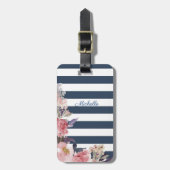 Mit Monogramm Gepäckmarke mit blauem und weißem St Gepäckanhänger (Vorderseite vertikal)