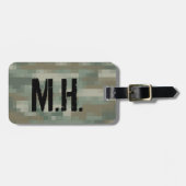 mit Monogramm Gepäckmarke | Pixel-Tarnung Gepäckanhänger (Vorderseite horizontal)