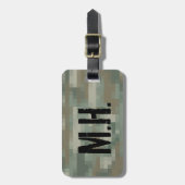 mit Monogramm Gepäckmarke | Pixel-Tarnung Gepäckanhänger (Vorderseite vertikal)