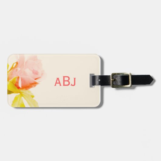 Mit Monogramm Gepäckmarke Rosa Gepäckanhänger (Vorderseite horizontal)