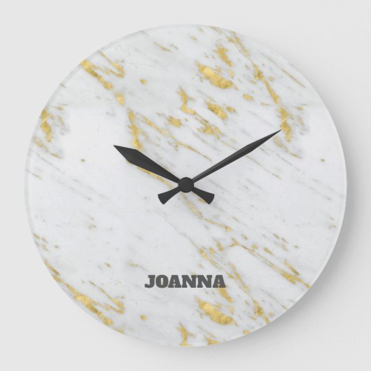 mit Monogramm Gepunkteter Glitzer Große Wanduhr (Vorderseite)