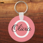 Mit Monogramm Geschenk für korallenrosa Schlüssela Schlüsselanhänger (Vorderseite)