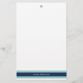 Mit Monogramm Geschirr aus Navy Blue Turquoise Briefpapier (Vorderseite)