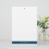Mit Monogramm Geschirr aus Navy Blue Turquoise Briefpapier (Stehend Vorderseite)