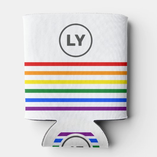Mit Monogramm gestreifte Regenbogenflagge weiß Dosenkühler (Rückseite)