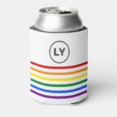 Mit Monogramm gestreifte Regenbogenflagge weiß Dosenkühler (Kanne Rückseite)