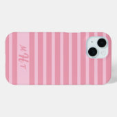 Mit Monogramm gestrichelte Rosa Case-Mate iPhone Hülle (Rückseite (Horizontal))
