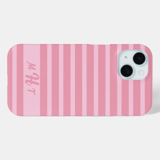Mit Monogramm gestrichelte Rosa Case-Mate iPhone Hülle (Rückseite (Horizontal))