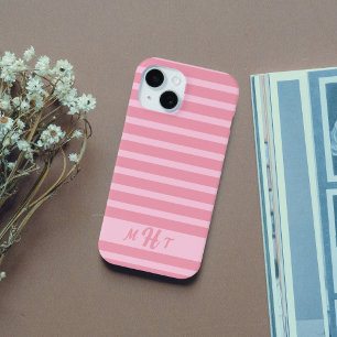Mit Monogramm gestrichelte Rosa Case-Mate iPhone Hülle