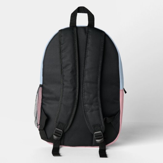 Mit Monogramm gestrichen, grün und rosa Bedruckter Rucksack (Rückseite)