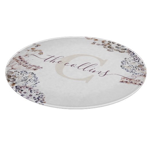 Mit Monogramm getrocknete Blütenschneide Schneidebrett (Ecke)