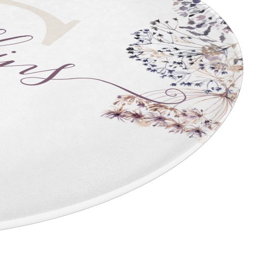 Mit Monogramm getrocknete Blütenschneide Schneidebrett (Ecke)