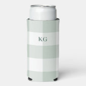 Mit Monogramm Gingham Karo Green Selters Dosenkühler (Seltzer Vorderseite)